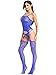 Amoretu Women Striped Lace Bodysuit Lingerie Crotchless Fishnet Bodystocking For Valentine Gift Blue