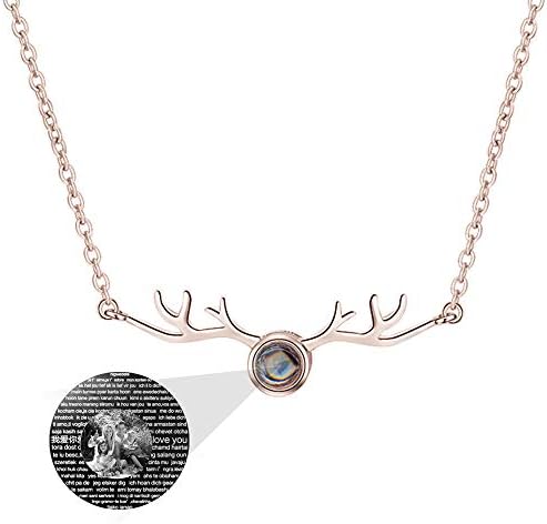 ASD Jewerly Custom Photo Necklace Personalized I Love You Necklace 100 Languages for Girlfriend Heart Love Necklace Love Memory Pendant Necklace for Women