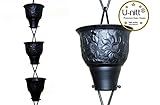 U-nitt 8-1/2 feet Rain Chain for Gutter: Embossed Sunflower Aluminum Black 8.5 ft Length #5502A