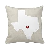 DKISEE Texas State Heart Throw Pillow Case Home Decor Pillowcase Cushion Cover 18x18