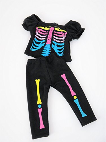 Electric Neon Skeleton Girl Halloween Costume | Fits 18" American Girl Dolls, Madame Alexander, Our Generation, etc. | 18 Inch Doll Clothes