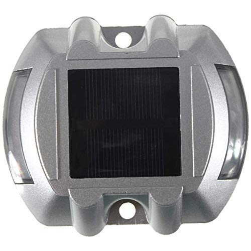 Solar Deck Light with 6 LED Lamp, IP68 Waterproof Road Driveway Pathway Light Casting Aluminum, Outdoor Wireless Path Warning Lights for Fence Patio Stud Yard Home Driveway Stairs Step Garden(Green)