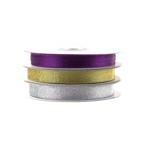 Christmas Gift Wrapping Ribbon (Nylon Taffeta, 5/8-inch x 25-yard, Gold)