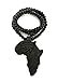 MENS AFRICA MAP WOOD HORUS EYE AFRICAN CONTINENT EGYPTIAN SYMBOL WOODEN BEAD CHAIN NECKLACE (Black)