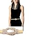 Rhinestone Knot Buckle Piece Stretch Waist Chain Belt Gold, Black Tone (Gold)