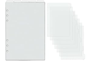 MEI YI TIAN 2 Set A5 Binder Dividers Frosted Plastic Index Divider Blank Side 7 Tabs Top 5 Tabs Planner Insets 12 Sheets Refillable Page Protectors for 6 Ring Binder Notebook