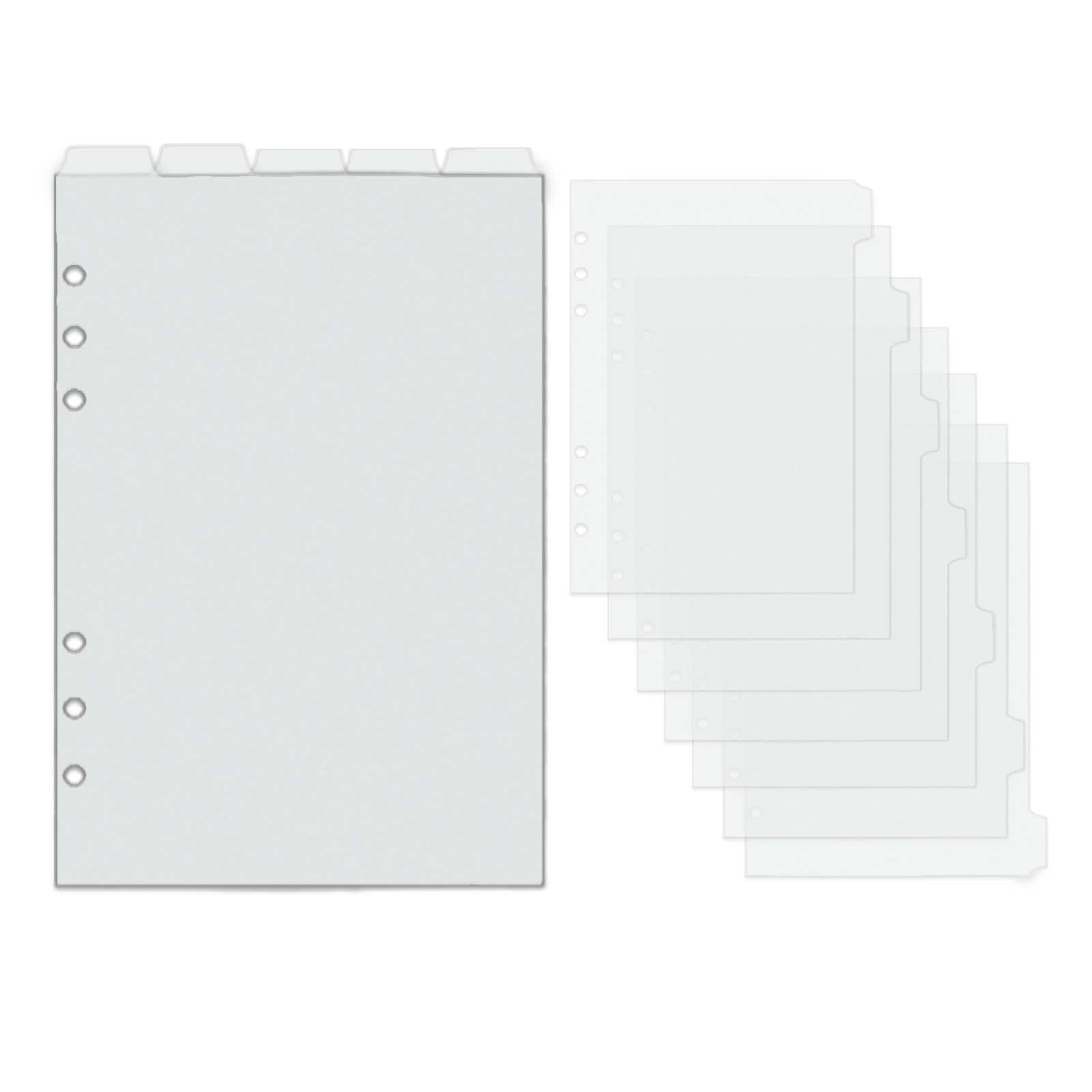 Photo 1 of 2 Set A5 Binder Dividers Frosted Plastic Index Divider Blank Side 7 Tabs Top 5 Tabs Planner Insets 12 Sheets Refillable Page Protectors for 6 Ring Binder Notebook