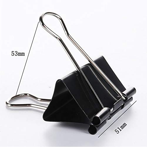 42 Pcs 2 Inch/51mm Binder Clips Paper Clamps Paper Binder Clips Metal Fold Back Clips with 2 Inch Paper Clips for Office, School and Home Supplies, Black