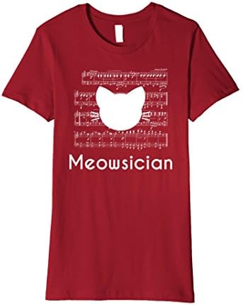 Womens Meowsician Cat Pun T-Shirt Medium Cranberry