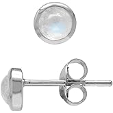 Silvershake 3MM Ultra Petite Bezel Set Cabochon Stone White Gold Plated or Yellow Gold Plated 925 Sterling Silver Second or Third Hole Minimalist Stud Earrings Jewelry for Girls Teen Women