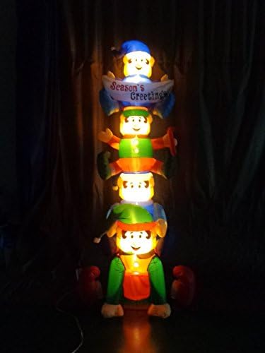 BZB Goods 8 Foot Tall Christmas Inflatable Stacking Elves with LED Lights Decor Outdoor Indoor Holiday Decorations, Blow Up Lighted Christmas Yard Decor, Giant Lawn Inflatable for Home Family Outside