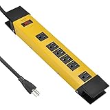 Bestten 6 Outlet Heavy Duty Metal Workshop Surge Protector Power Strip with Cord Management, 6-Foot Cord, ETL Certified