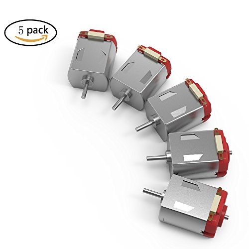 DC Motor Mini Electric Motor 3-6V Remote, Baker 16000-17000RPM 130 Micro Motor Control Toy Car 5pcs with 15 gears (Silver + Red)