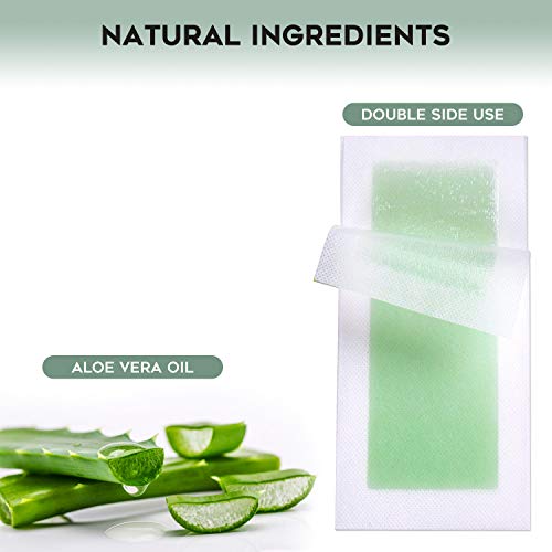 Aisillac 40 Strips Hair Removal Wax Strips, Double Sided Aloe Vera