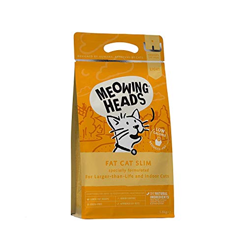 Meowing Heads Dry, Reduced-Calorie Cat Food - Fat Cat Slim -100% Natural Chicken and Fish, Grain-Free Recipe with Reduced Fat, 1.5 kg