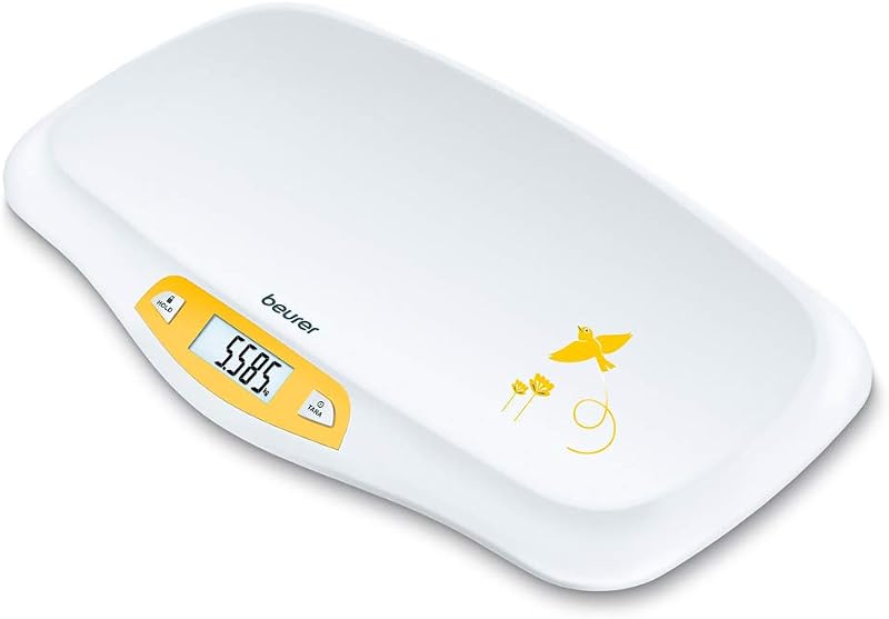 BY 80 Babywaage, mit gewölbter Oberfläche, 20 kg Tragkraft, Tara- und Holdfunktion für strampelnde Babys, Messung und Anzeige in 5g-Schritten, auch als Tierwaage verwendbar