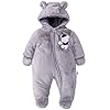 JiAmy Baby Hooded Romper Fleece Sneeuwpak Jumpsuit Lange Mouwen Herfst Winter Outfits voor 0-18 Maanden