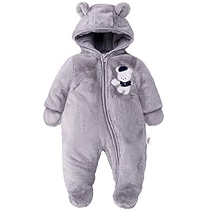 JiAmy Baby Hooded Romper Fleece Sneeuwpak Jumpsuit Lange Mouwen Herfst Winter Outfits voor 0-18 Maanden