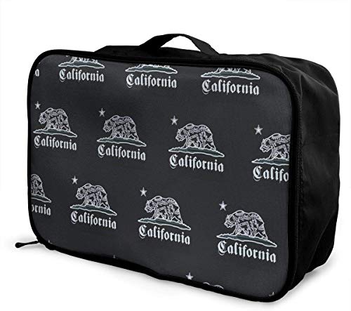 California Bandana Bear Travel Luggage Duffel Bag Lightweight Waterproof Travel Business Carry-on Tote Bag Carry-On Suitcase for Men and Women