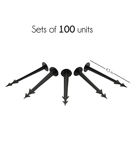 Multifunctional Strong Rustproof Black Plastic Stakes Anchors for Holding Down Tents, Game Nets and Rain Tarps Lawn Edging - Landscape Edging, Camping, Tubing, Hose, Plants (100, 4.5 inches) - Thumbnail 2