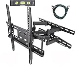 Ryehaliligear Full Motion Tilt Articulating Cantilever Swivel Dual Arm LCD TV Wall Mount Bracket for 20"-55" Flat Screen Displays,VESA 400 x 400 Compatible 115 Lbs Capacity with HDMI Cable