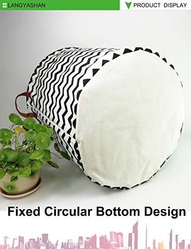 LANGYASHAN Storage Bin,Canvas Fabric Collapsible Organizer Basket for Laundry Hamper,Toy Bins,Gift Baskets, Bedroom, Clothes,Baby Nursery (Wave)