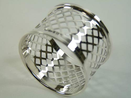 New Sterling Silver Napkin or Serviette Ring Boxed Basket Weave