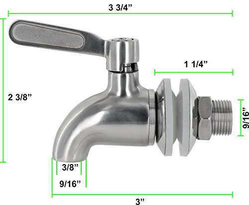 Stainless Steel Beverage Dispenser Spigot - Replacement Faucet For Drink Jars, Party Camping & Outdoor Use