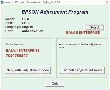 epson adjustment l380