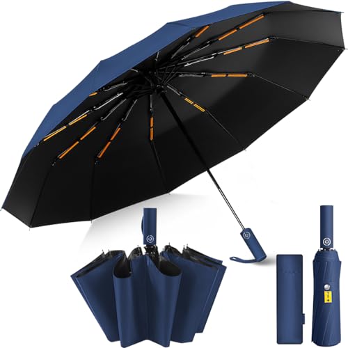 MXCOCO Paraguas Plegable Automático, Paraguas de Bolsillo para Lluvia y Sol, Sombrilla Plegable Grande Resistente al Viento y Lluvia con Protección UV, Portátil para Hombres y Mujeres