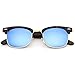 zeroUV - Half Frame Semi Rimless Sunglasses for Men Women with Colored Mirror Lens 50mm (Tortoise-Gold/Blue Mirror)