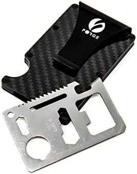 RFID Blocking Carbon Fiber Slim Wallet Credit Card Holder W/ Every Day Carry Survival Tool