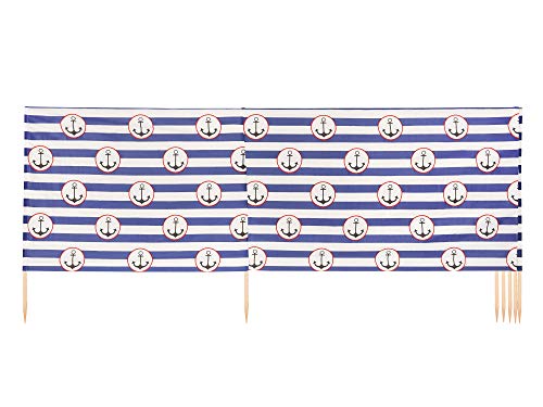 Ladeheid 12 m Windschutz Strand Holzstäbe LAEX001 Streifen/Anker-2