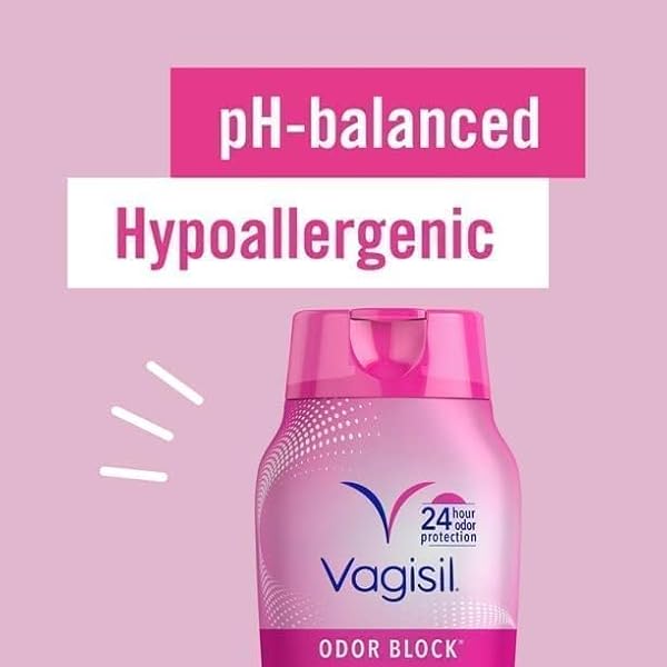 VAGISIL FEMININE WASH FOR INTIMATE AREA HYGIENE, ODOR BLOCK, GYNECOLOGIST TESTED, HYPOALLERGENIC, 12 OZ, (PACK OF 1)