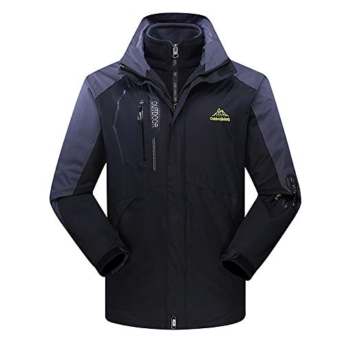 Realdo Couple Two Piece Set Parka, Men Women Padded Fleece Hoodie Jacket Outdoor Sports Coat(7X-Large,Black2)