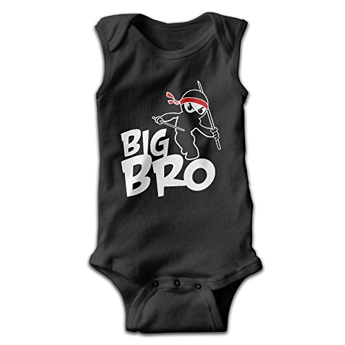 Baby Boys' Sleeveless Big Brother Gift Idea One-Piece Tank Romper Black