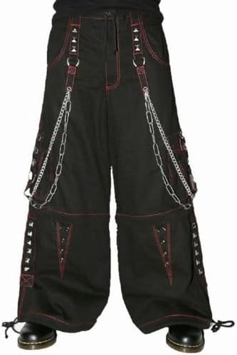 Men's Gothic Bondage Zipp Off Pants/Black & Yellow Skull Hunter