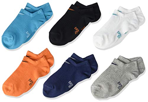 Nike Youth Nike Everyday Lightweight No Show 6 pares, multicolor, pequeño