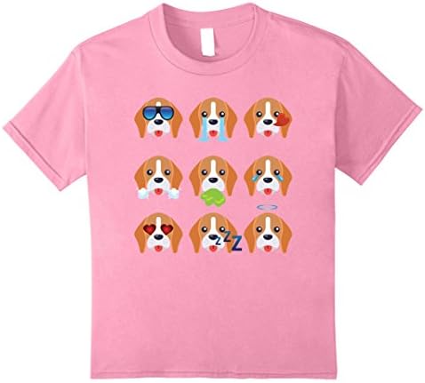 unisex-child Nine Emoji American Cocker Spaniel Dog Face Funny T-Shirt 10 Pink