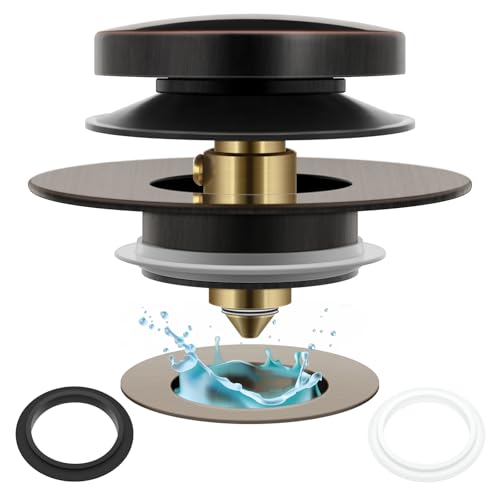 Photo 1 of Bathtub Drain Stopper Universal Tip Toe Tub Stopper and Cover Pop Up Bath Drain Stopper Replaces Bath Tub Lift & Turn, Tip-Toe or Trip Lever Drains for Tub, EZ Install (Oil Rubbed Bronze)