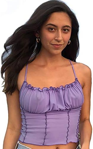 Women's Sleeveless Camisole Tanks Top Girls Teens Fashion Spaghetti Strap Crop Top