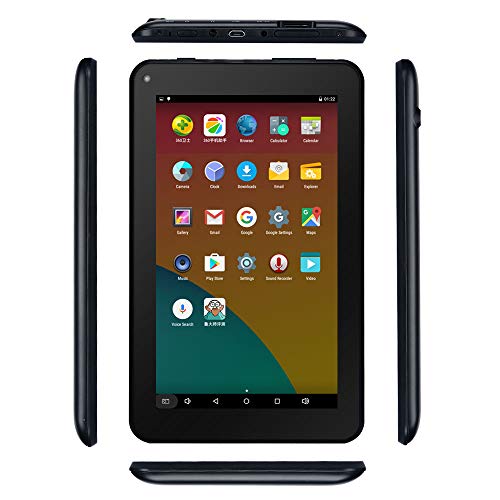 Haehne 7 Inches Tablet PC – Google Android 6.0 Quad Core, 1024 x 600 Screen, 2.0MP 0.3MP Dual Camera, 1G RAM 16GB ROM, 2800mAh, WiFi, Bluetooth (Black)