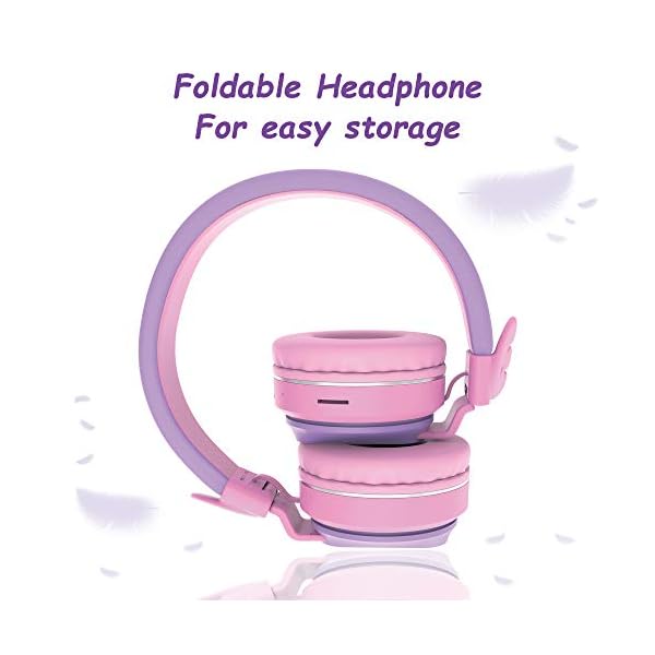 Headphones-Riwbox-BT05-Wings-Kids-Headphones-Wireless-Bluetooth-Over-Ear-85dB103db-Volume-Control-Children-Foldable-Headphones-with-MicTF-Card-Compatible-with-TabletSmartphoneSchool-PurplePink Headphones, Riwbox BT05 Wings Kids Headphones Wireless Bluetooth Over Ear 85dB/103db Volume Control Children Foldable…