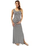 PattyBoutik Mama Striped Scoop Neck Maternity Maxi Dress