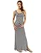 PattyBoutik Mama Striped Scoop Neck Maternity Maxi Dress (Black and White M)