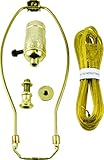 GE, Yellow, 3-Way Kit, Extra Long 8 Ft Clear Cord, 10" Gold Harp, DIY Lamp Wiring Parts, 250VAC, 250W, UL Listed, 50960