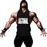 Diconna Men's Bodybuilding Hoodie Shirts Stringer Tank Top Muscle Sleeveless Gym Vest (Black, M)