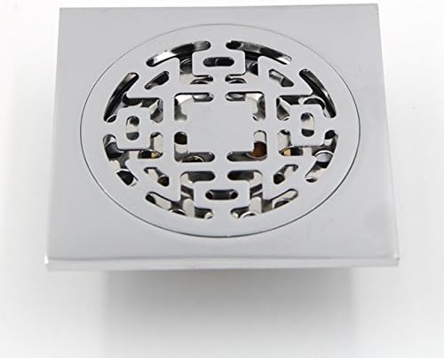 Bathroom Floor Drain Elegant Shower Drain European Style Retro Square Anti Odor Ground Drainer Bathroom Hardware Accessory Brass(10*10*4cm) (Color : Plating Color)