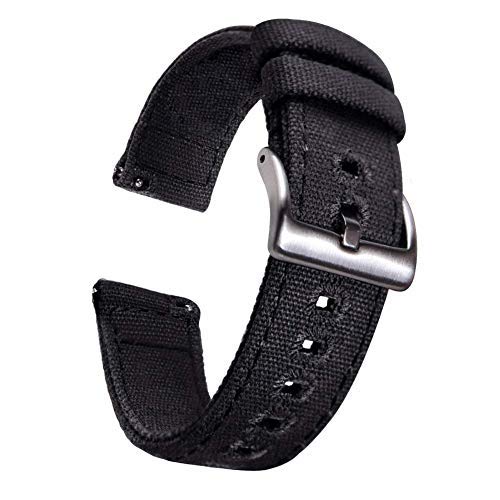 Axcellent Canvas Strap Compatible with 20mm 22mm Pro, 22MM Canvas Quick Release Watch Band Compatible with 20mm 22mm 1/ Gear S3 Frontier /S3 Classic,Gear 2,Gear Live