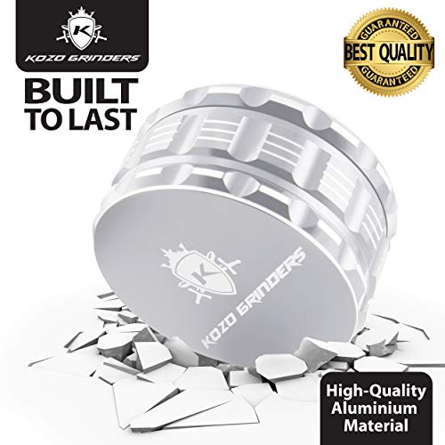 Kozo Best Herb Grinder [Upgraded Version]. Large 4 Piece, 4" Silver